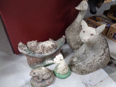 Five concrete garden statues,