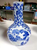 A blue and white glazed pottery Chinese bulbous vase, height 32 cm,
