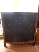 A Scandinavian painted oak bow fronted four drawer chest