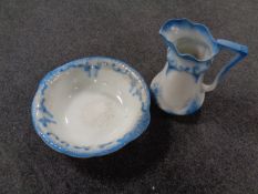 A Victorian glazed pottery wash jug and basin