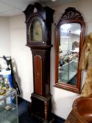 A 19th century painted cased continental grandfather clock with brass dial,