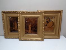 Three 19th century gilt framed crystoleums (as found)
