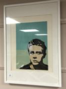 A framed collage, portrait of James Dean,