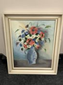 Continental school : Still life with flowers in a jug, oil on canvas,