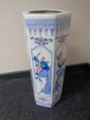 A Japanese hexagonal glazed pottery stick stand, height 61.