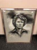 20th century school : Charcoal study, portrait of a lady,