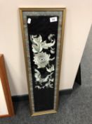 A Chinese silk panel depicting a butterfly,