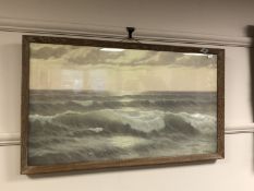 After Ed Mandon : Waves at sunset, colour print,