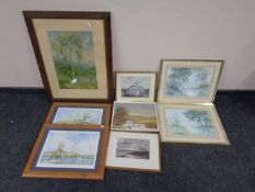 Two J Freeman prints, At Birth and Coming Home, depicting tall ships,