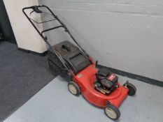A MTD petrol self drive lawn mower with grass box