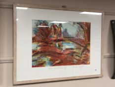 After Denise Wyllie, Friston - Vermillion Morning, screenprint,