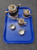 A Japanese eggshell five piece tea for two