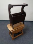 A drop leaf occasional table together with a magazine table