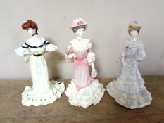 Three Coalport figures depicting Alexandra at the ball,