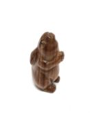 A carved Chinese hardwood netsuke - Rabbit