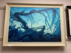 Continental school : Abstract branch study, oil on canvas, 65 x 44 cm,