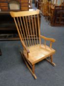 A pine rocking chair