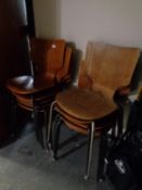 Seven plywood mid century chairs