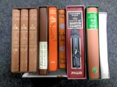 A box of Folio Society volumes including Lives of the Artist's Volumes I,