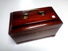 A George III inlaid mahogany tea caddy with fitted interior