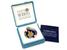 A Murano sterling silver gold plated pendant in box