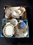 Two boxes of china, tea china, glass,