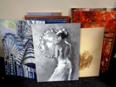A quantity of wall canvases and prints,
