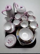 A tray containing Roslyn Symphony bone china,