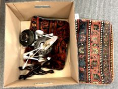 Two Afghan carpet cushion covers by Sussex House Material Revivals,