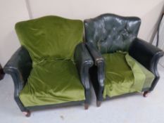 A pair of early 20th century leather armchairs