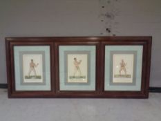 A large set of three framed boxing prints