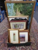 A J Walton oil on board, bridge over a river, in gilt frame.