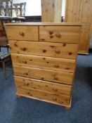 A pine seven drawer chest