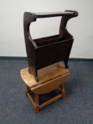 A drop leaf occasional table together with a magazine table