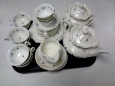 A tray of thirty one piece nineteenth century glazed pottery tea service