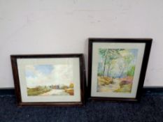 A watercolour depicting a hay cart on a rural track dated 1945, signed W G,