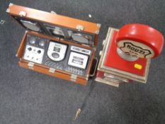 A Spirit of St Louis Charles Lindbergh Ryan NX-211 retro style radio together with a CD cabinet in