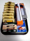 A tray of die cast vehicles to include Corgi Super Hauliers, Corgi tram busses,