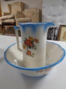 A 19th century New Hall Pottery wash jug and basin