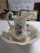 An ironstone wash jug and basin