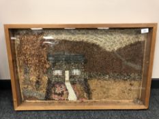 Twentieth Century Folk Art : A collage depicting a country cottage, formed with dried flowers,