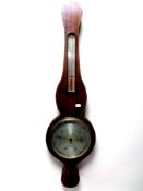 A mahogany cased banjo barometer by John Derry of Nottingham, with silver dial.