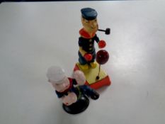 A cast iron figure - Mechanical boxing Popeye,