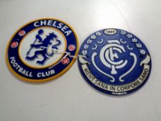 Two cast iron plaques,