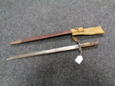 A British World War I bayonet in scabbard
