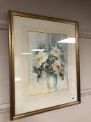 Penny Ward : Still life of flowers in a vase, watercolour, signed, 33cm by 24cm.