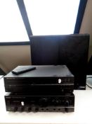 A Technics integrated amplifier SU-VX600 together with an Marantz compact disc player cd-52 and