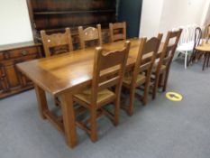 A good quality Siesta Chapman's refectory kitchen table, fitted two drawers,