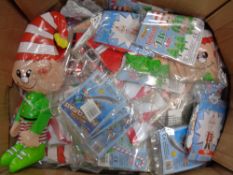 A box containing inflatable elves