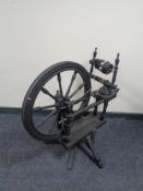 An antique spinning wheel